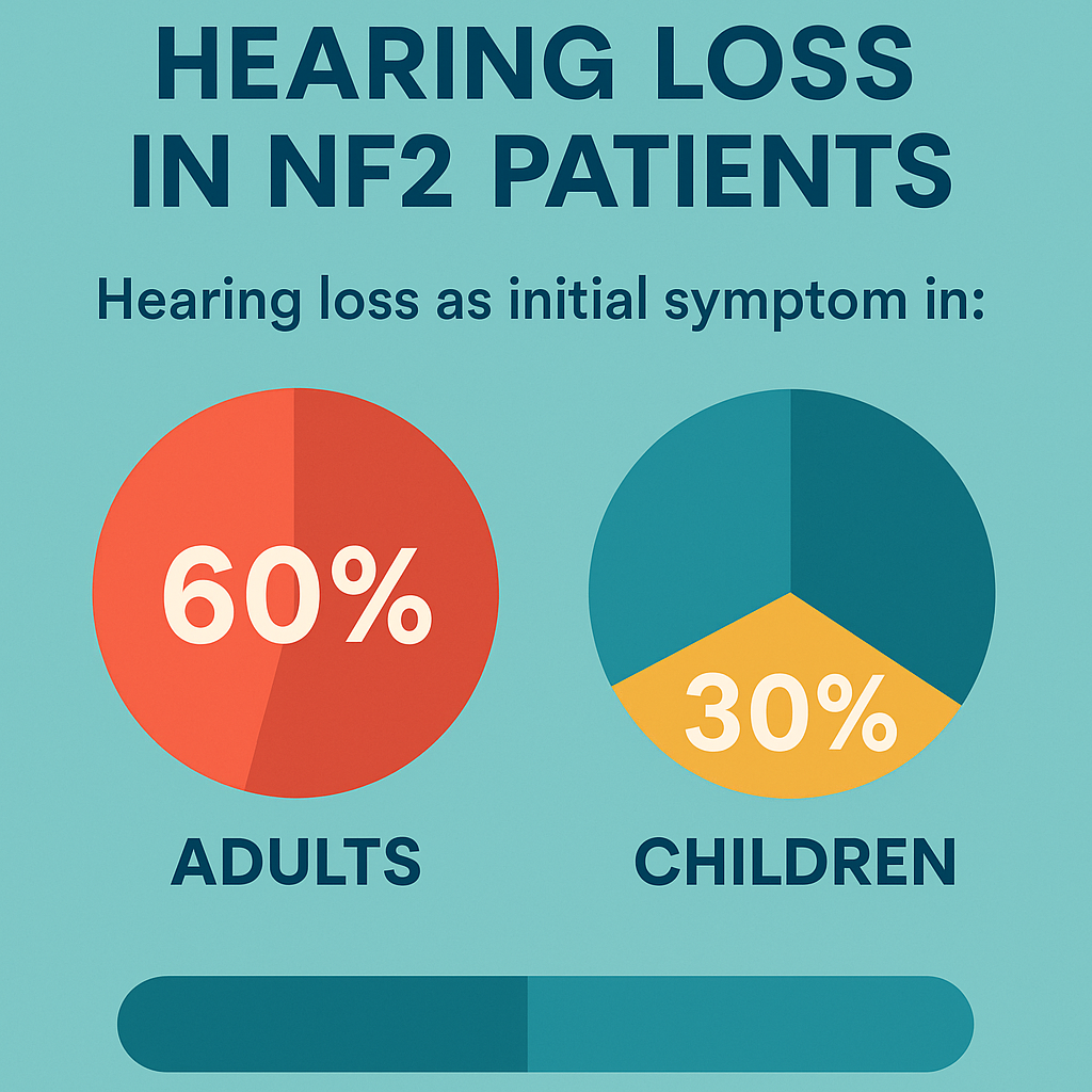Infographic showing statistics on hearing loss in NF2 patients