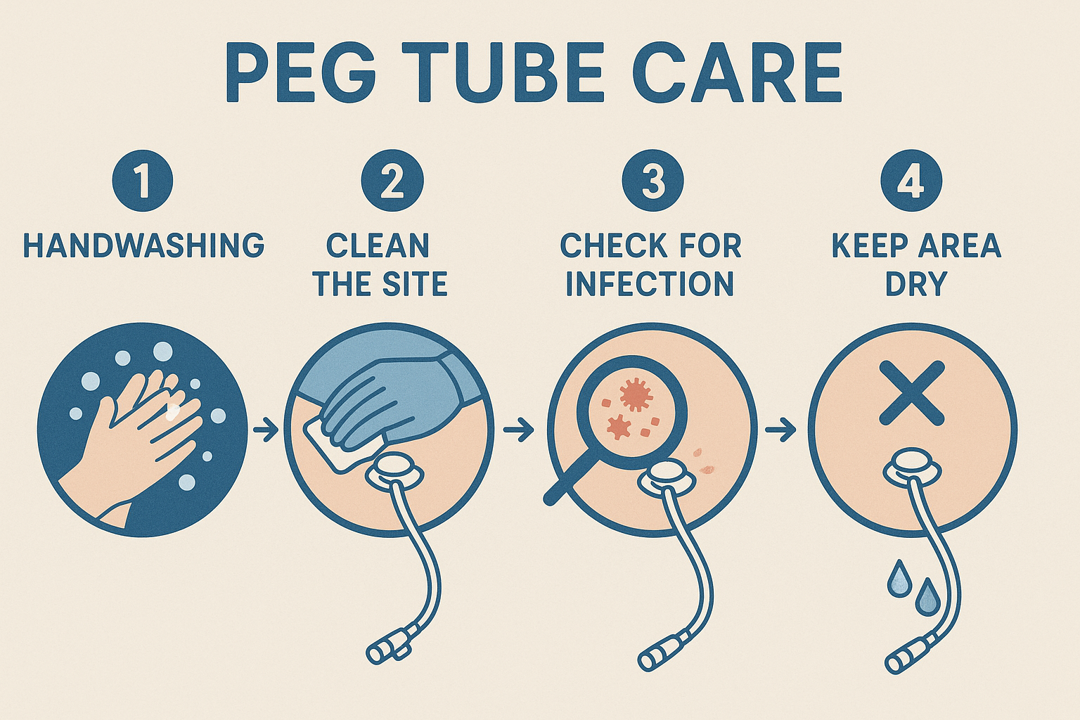Diagram of PEG tube care process