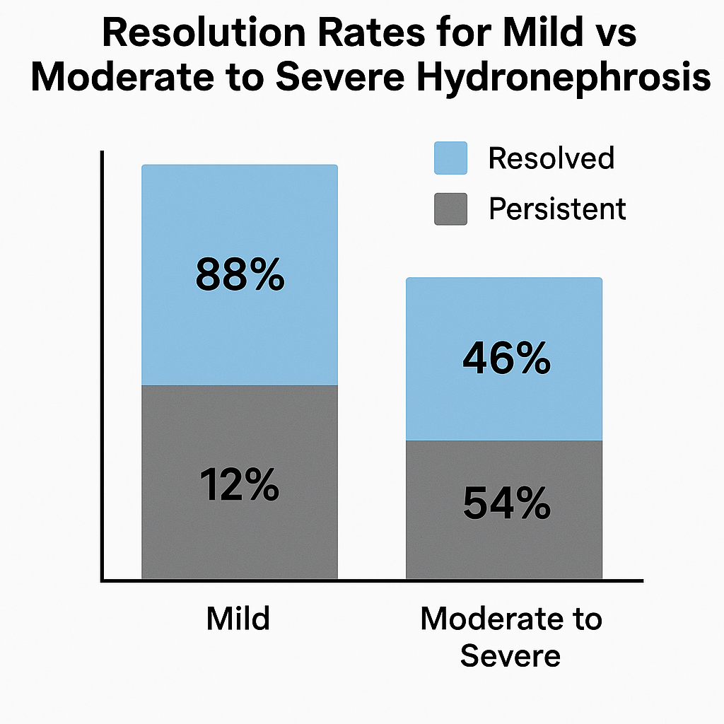 Diagram of resolution rates for different severity of hydronephrosis