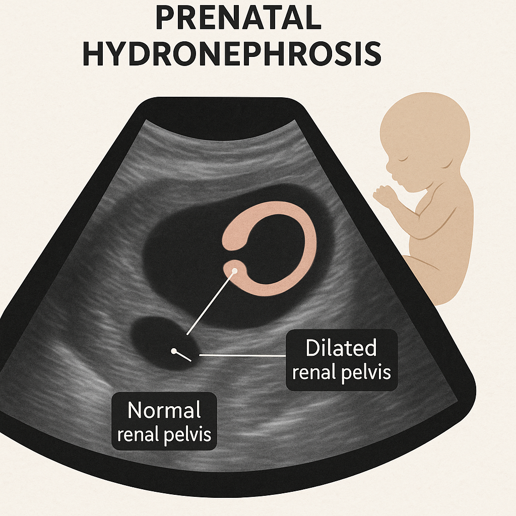 Diagram illustrating prenatal hydronephrosis