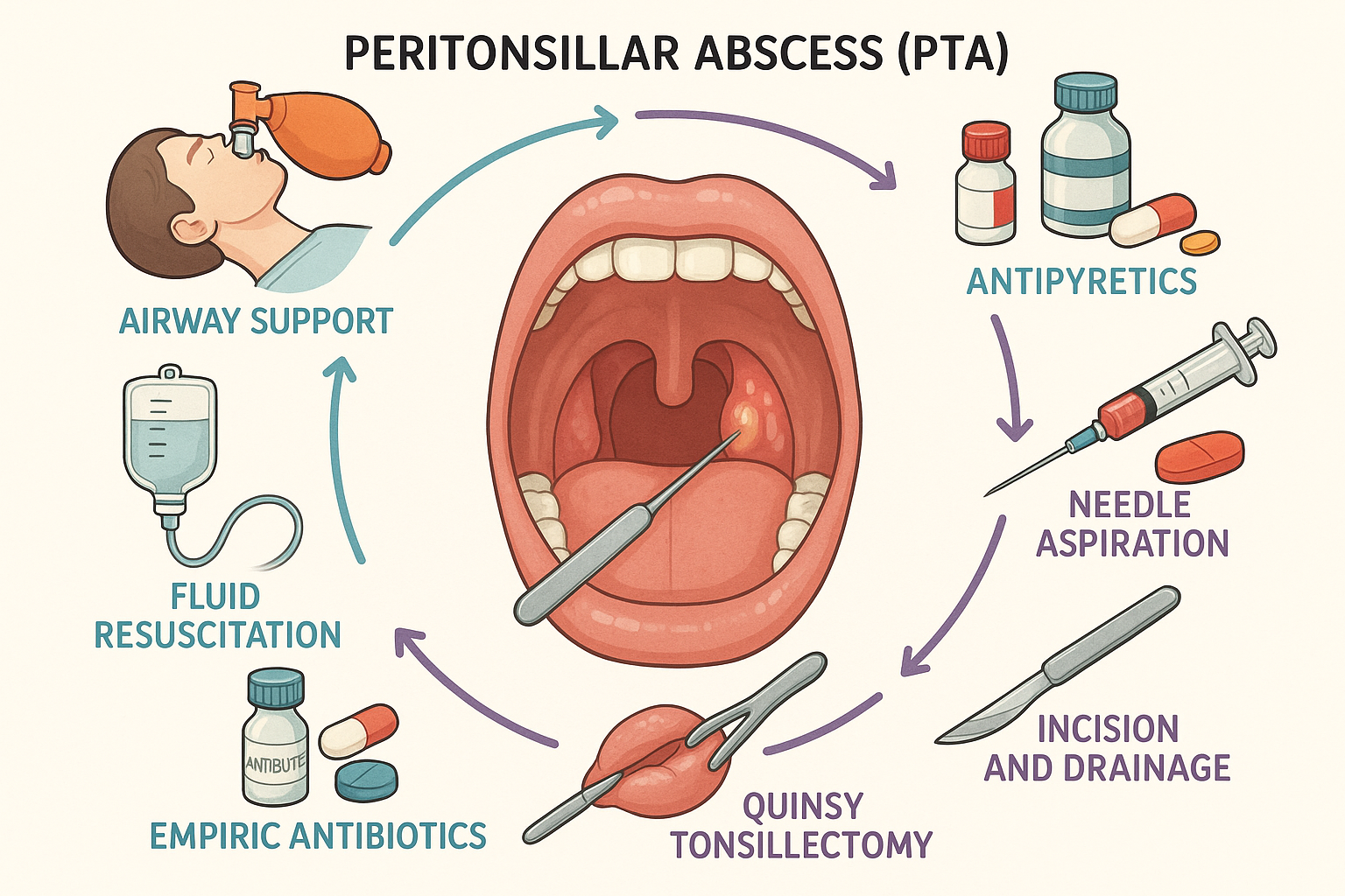 Illustration of treatment options for PTA